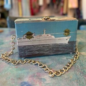 Rare Cruise Ship Decoupage Handbag